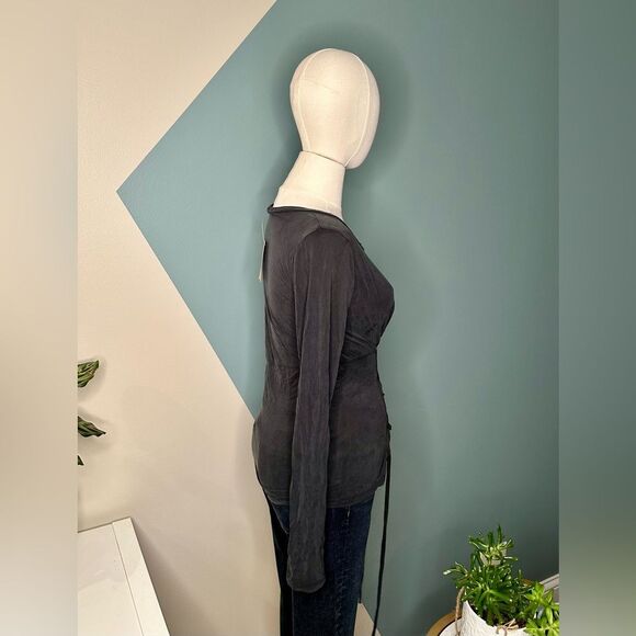 Project Social T Black Rio Long Sleeve Ruched Corset Top (Style #454651) Sm NWT - Picture 3 of 9